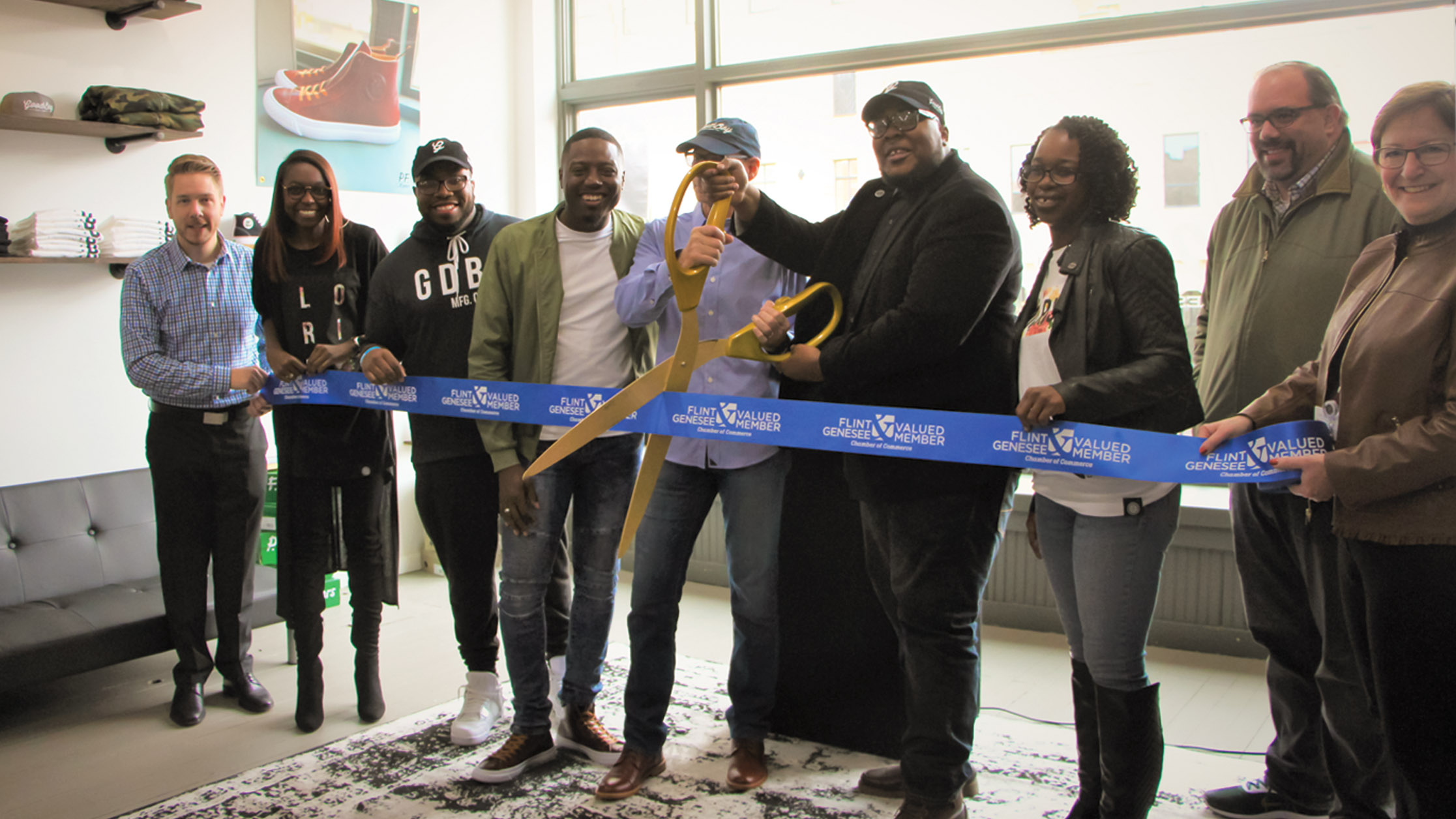 Ribbon cutting GoodBoy Clothing, Flint, MI