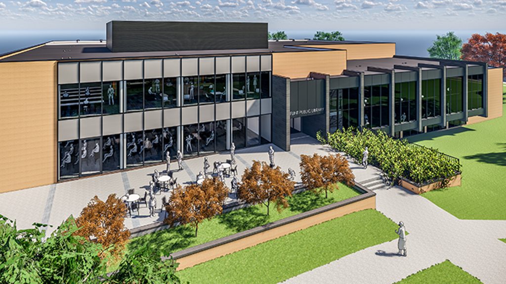 Rendering of Flint Public Library renovations