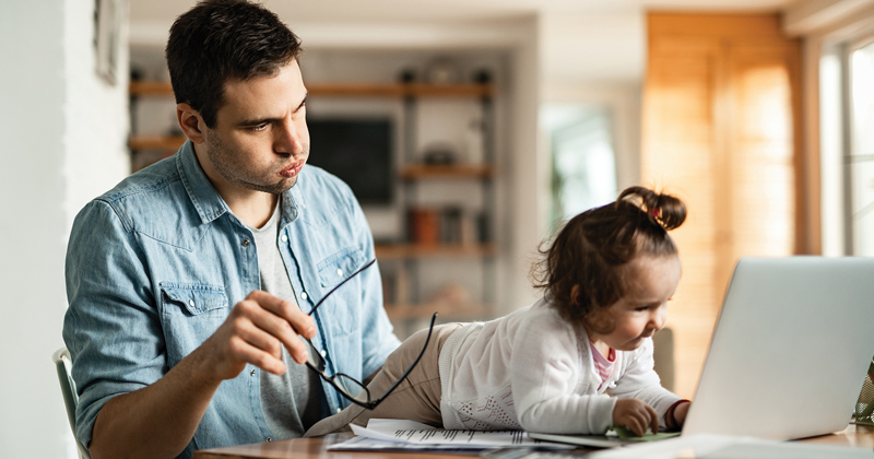 Frustrated parent tries to work from home