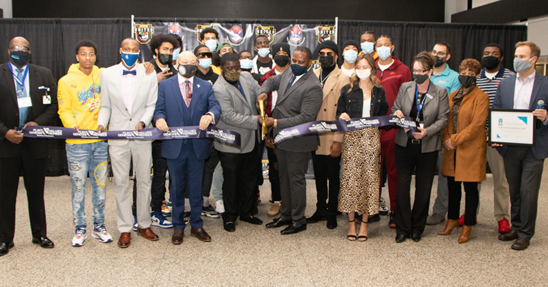 Flint United Basketball Club ribbon cutting