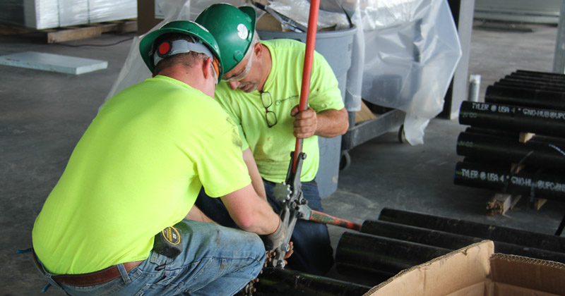 Skilled tradesmen working on a construction site