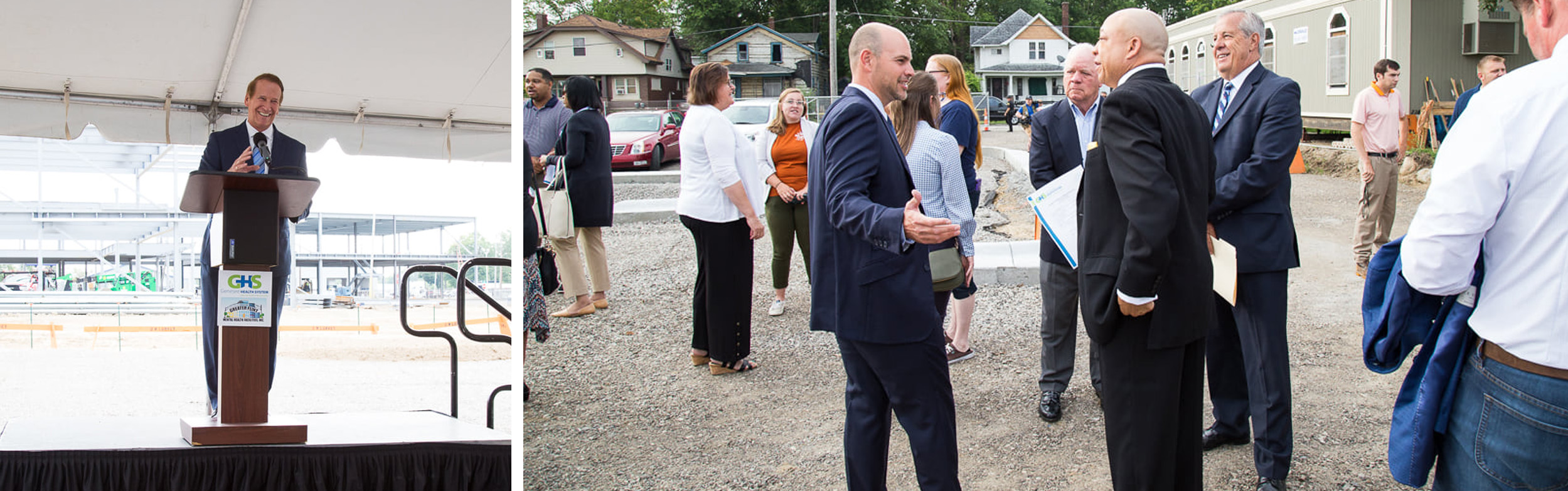 People gather for the groundbreaking of the new Genesee Health System building