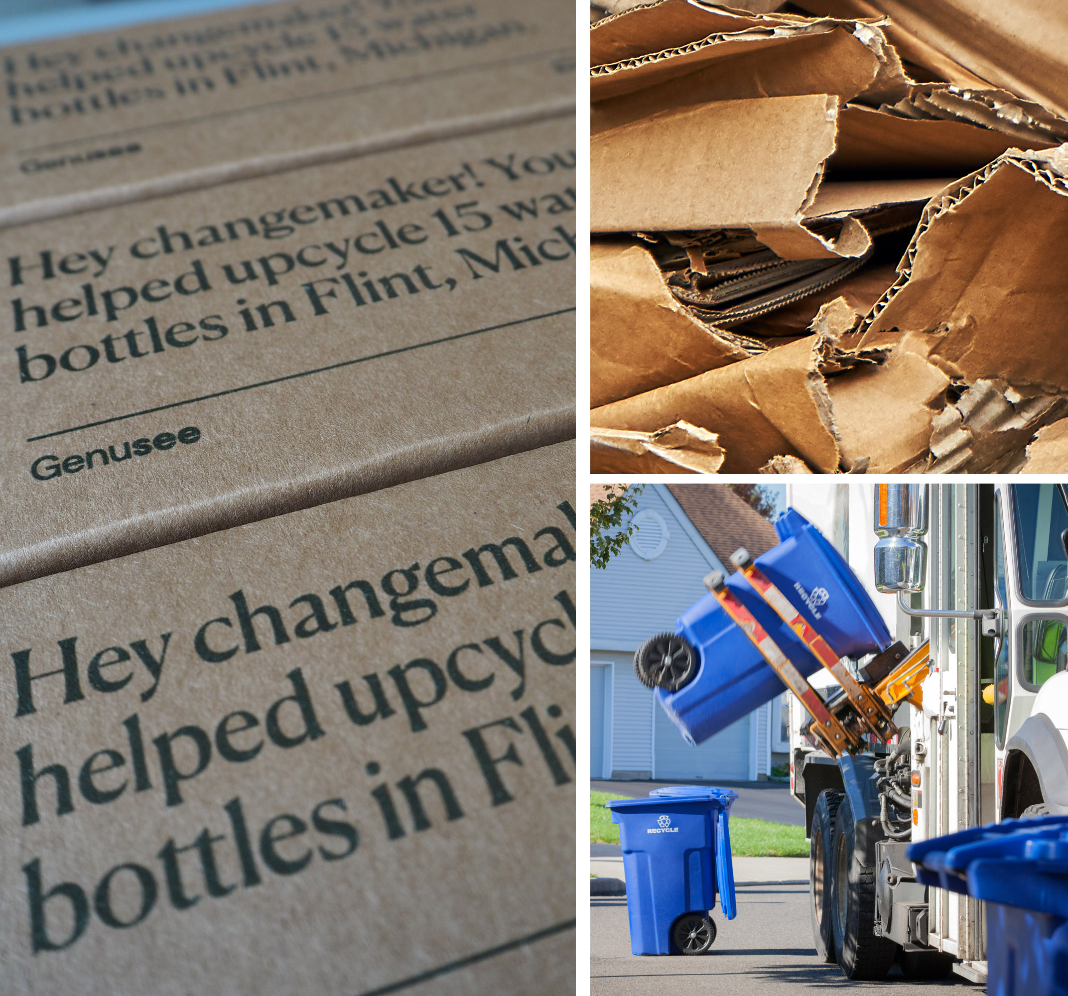 curbside recycling picking up cardboard and plastics