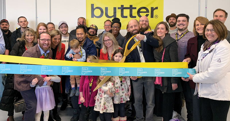 Ribbon cutting of Butter