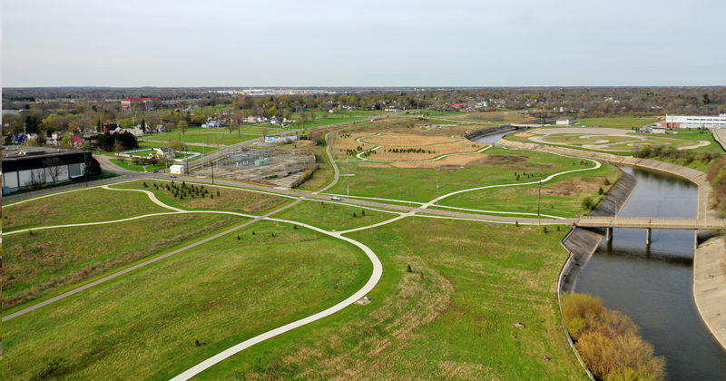 Aerial view of Chevy Commons, newest state park