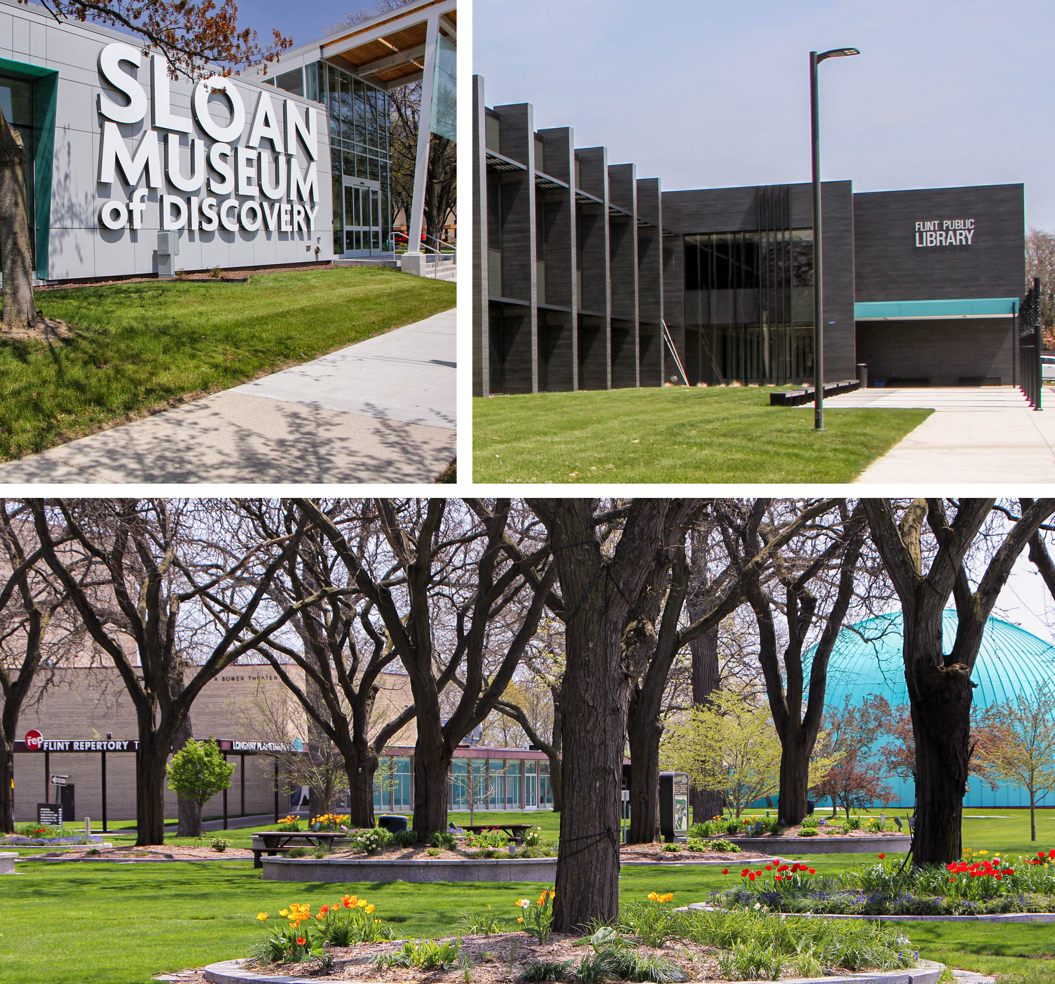 Outside views of the Flint Cultural Center