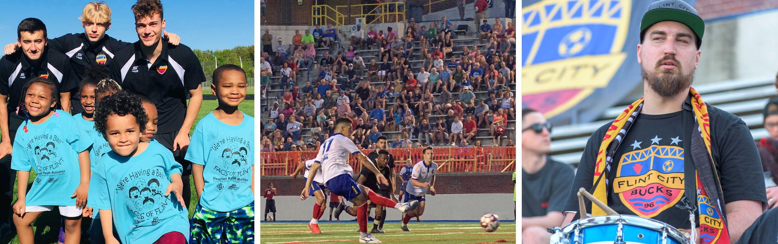 Fans cheer on the Flint City Bucks