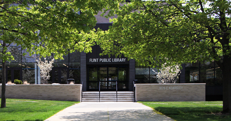 Kearsley Street entrance into the Flint Public Library
