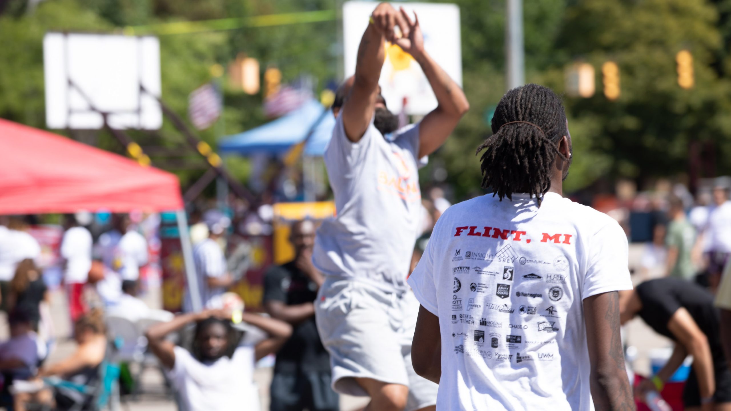 3-on-3 basketball play at Gus Macker in Flint