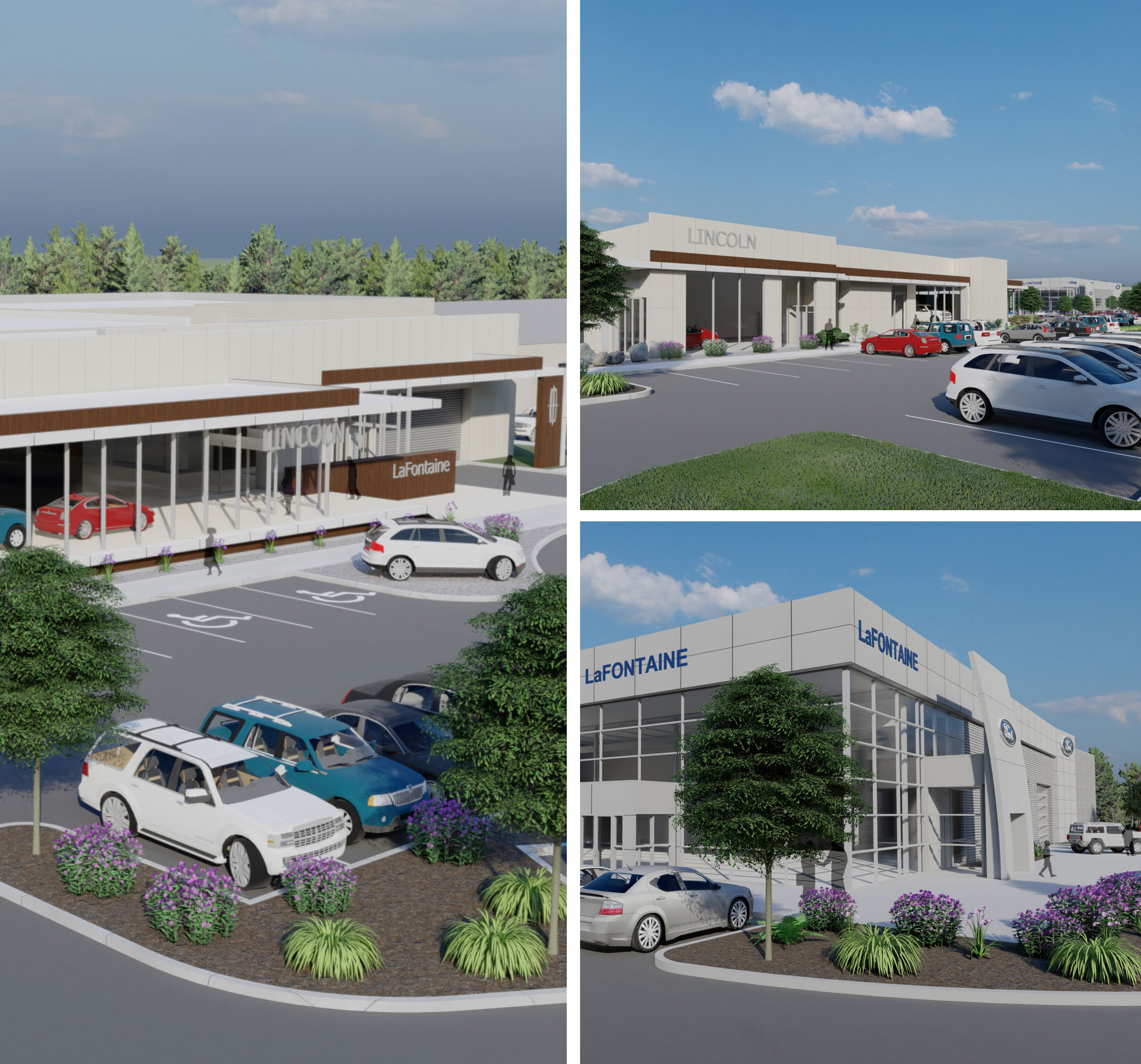 Architectural drawing of new LaFontaine Dealership