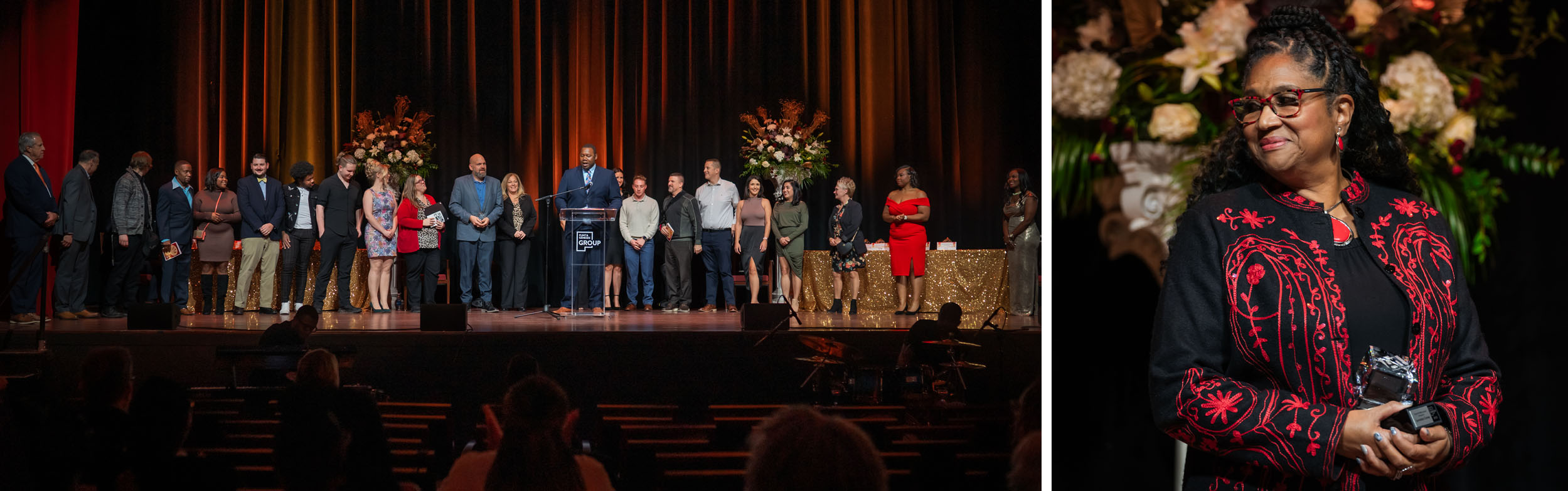Award winners accept their award on the stage at the Flint Capitol Theatre