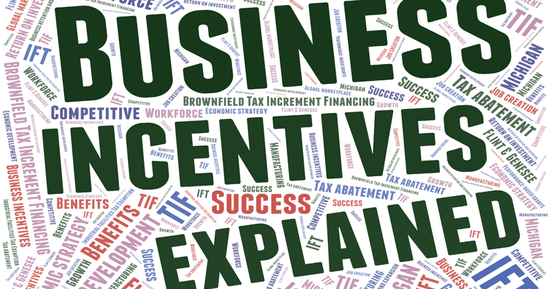 Word cloud using words that are associated with Business Incentives Explained